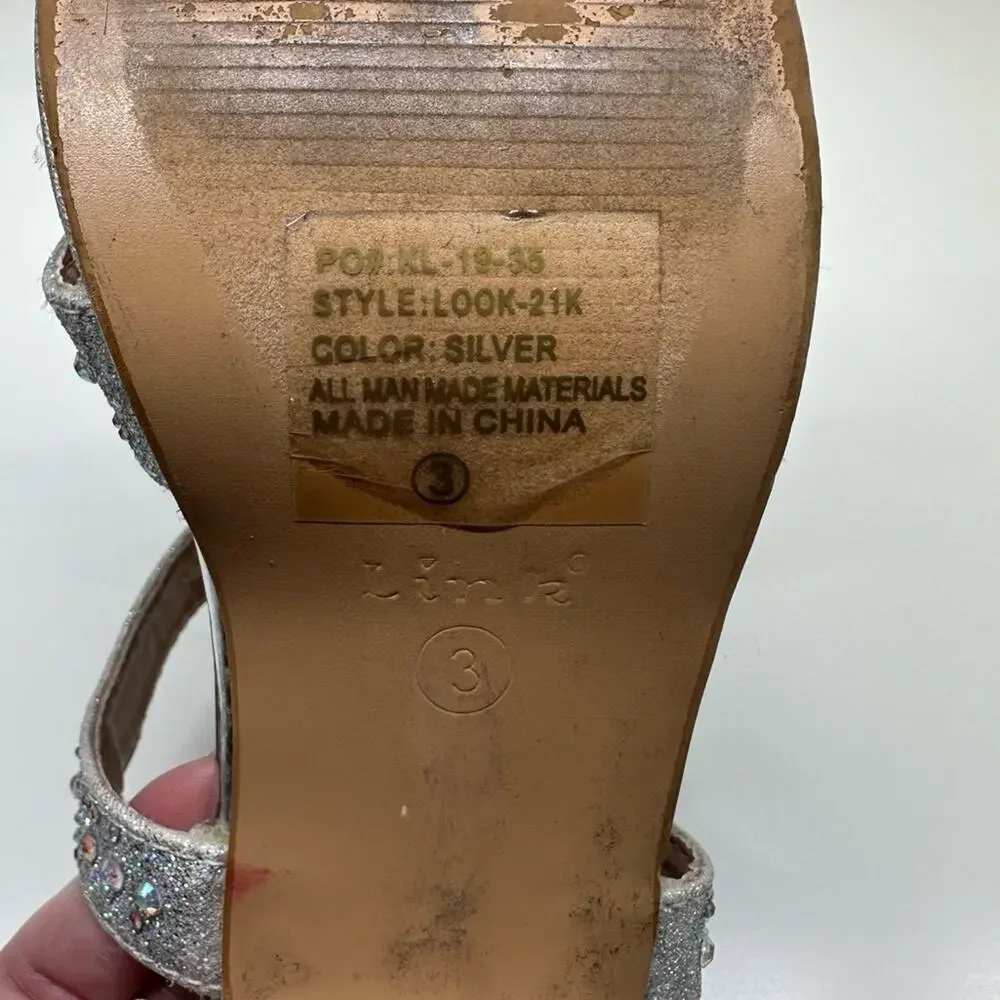 GUC | Link | Metallic Strappy Dress Heels | Silver | Girls Size 3